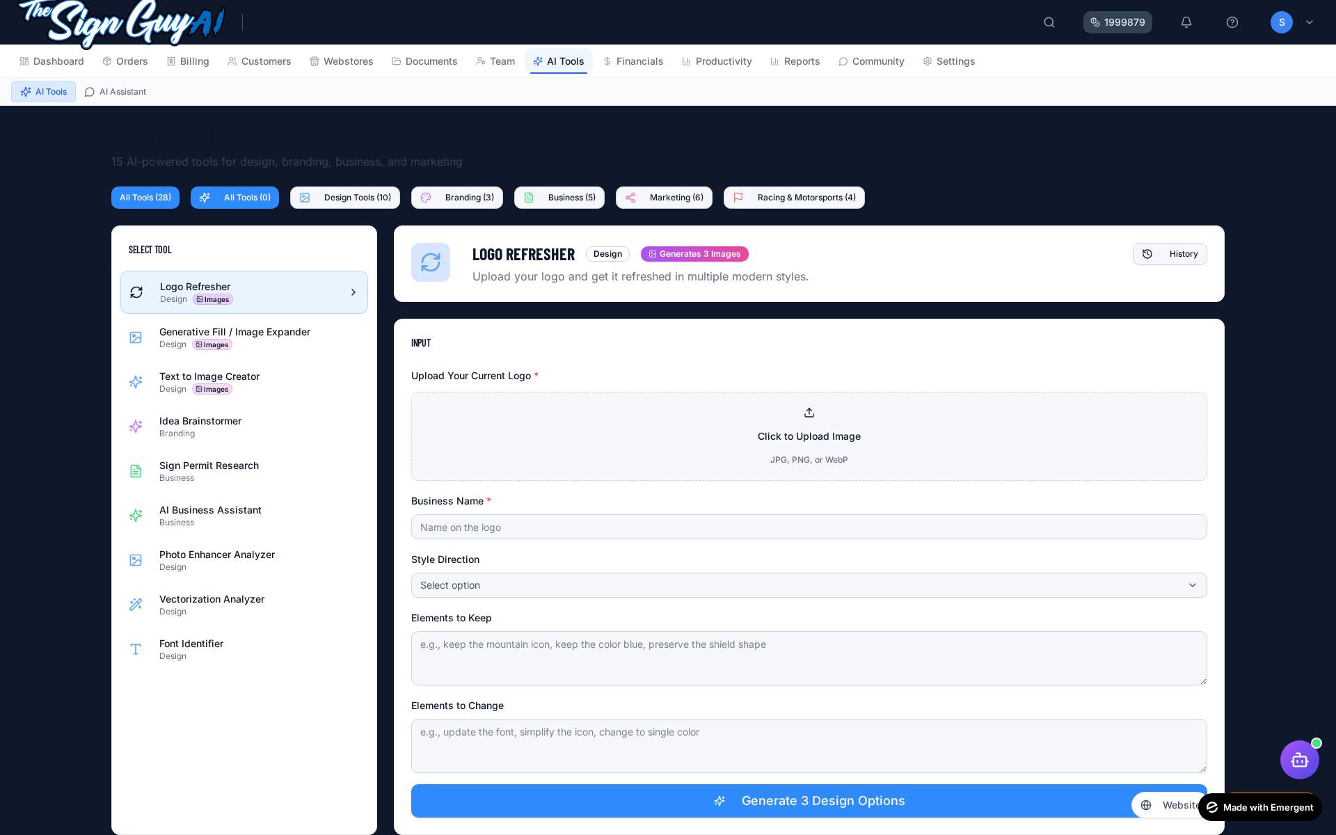 AI Tools Interface