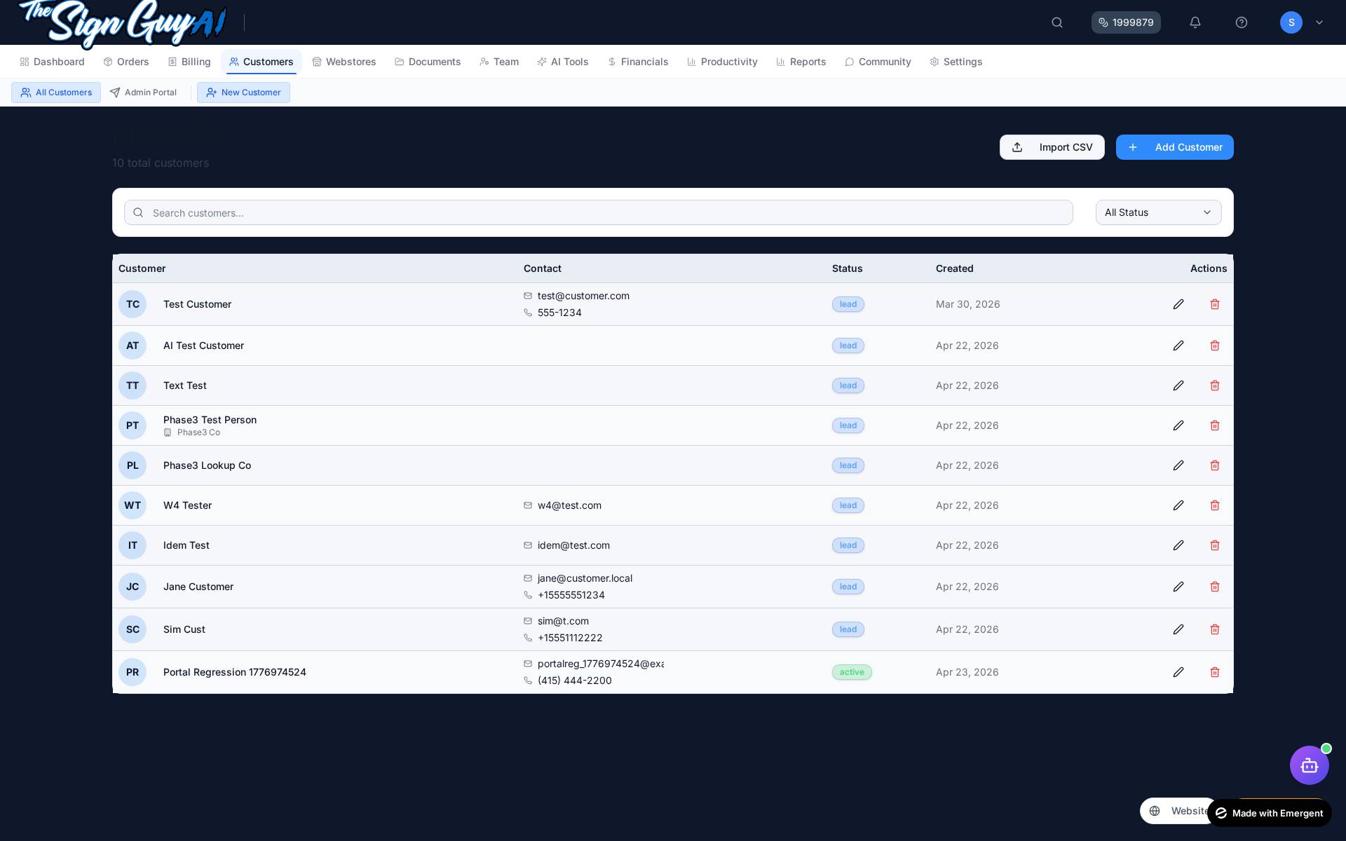 Customer Management screenshot
