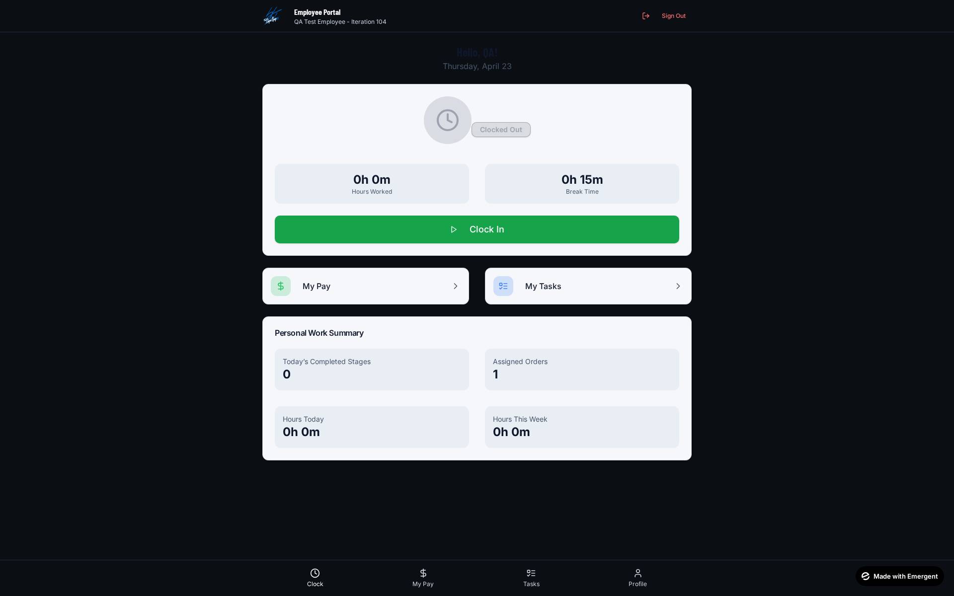 Employee Portal screenshot