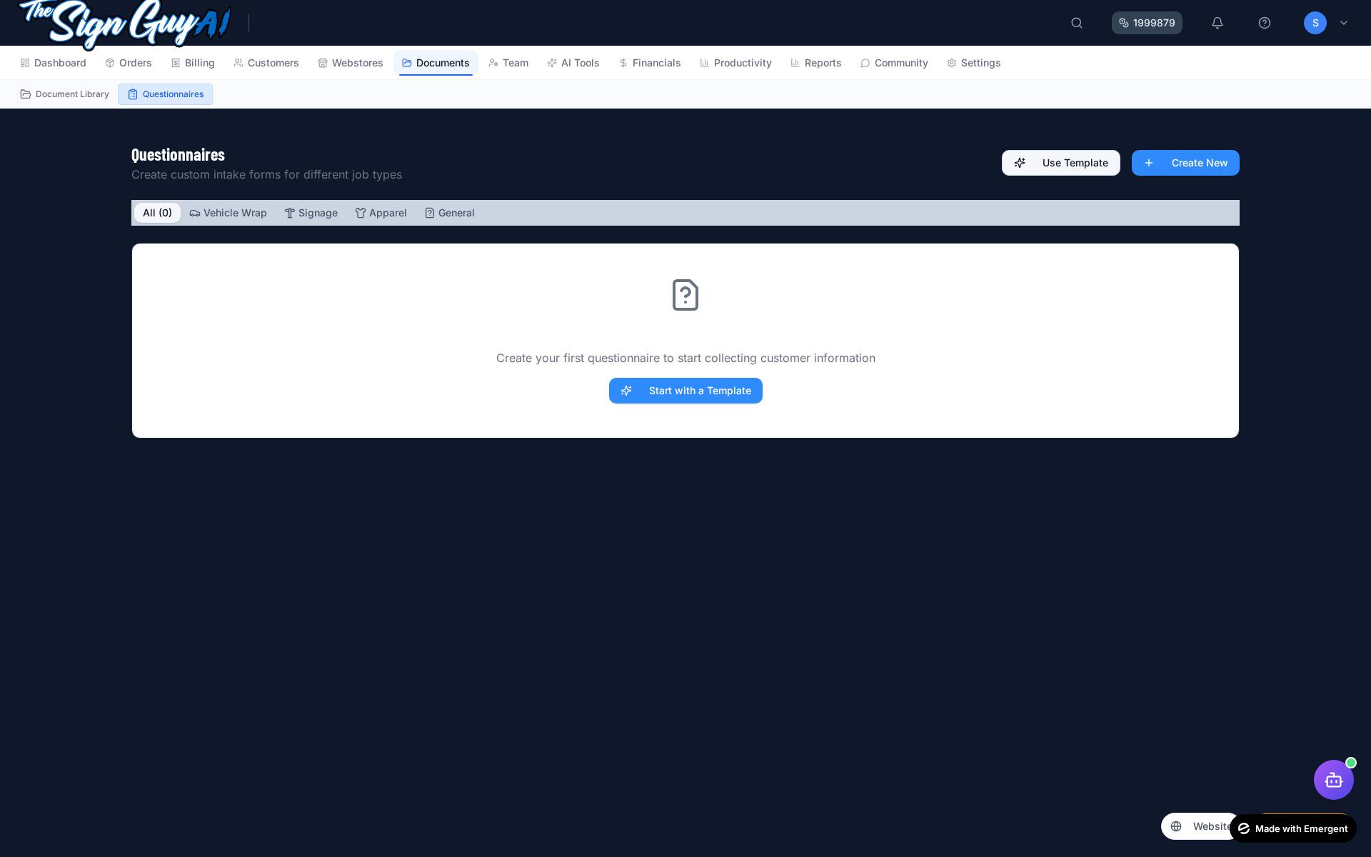 Questionnaires & Intake Forms screenshot