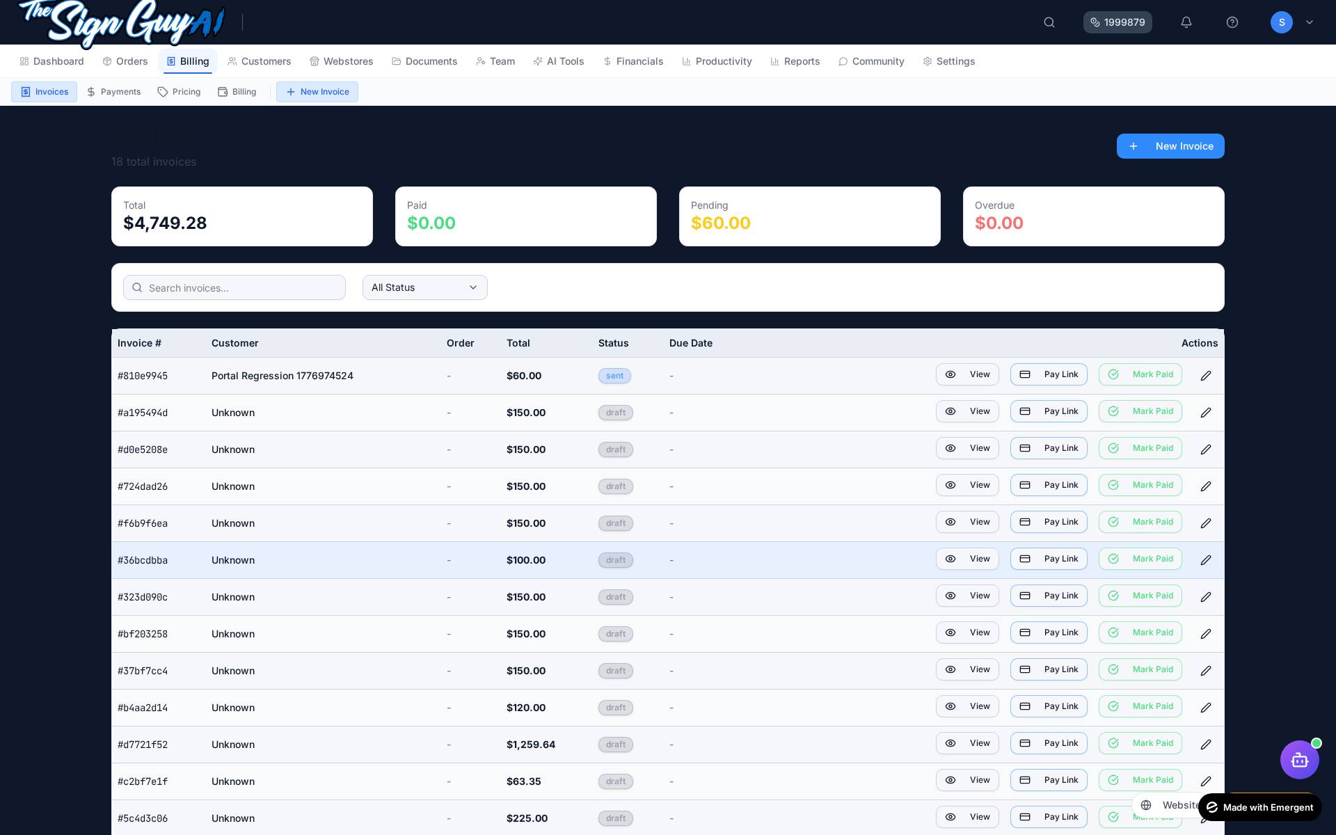 Invoices Overview
